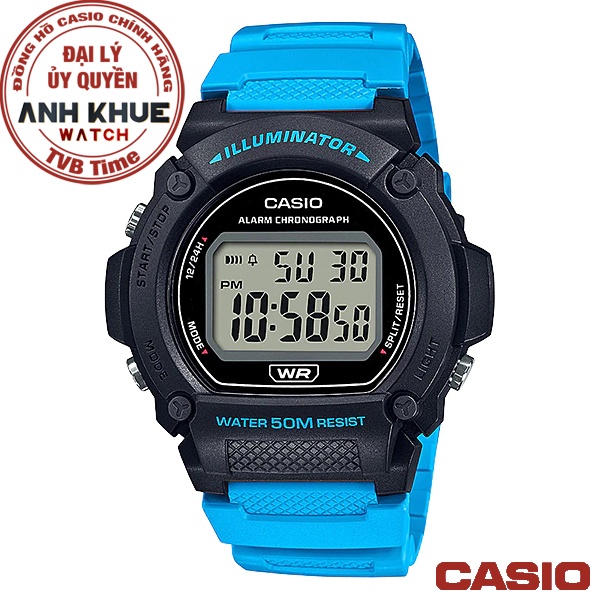 Đồng hồ nam dây nhựa Casio Standard chính hãng Anh Khuê W-219H-2A2VDF (47mm)