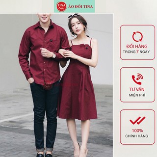 SET ĐỒ ĐÔI NAM NỮ ĐẸP COUPLE TINA SET ĐỒ CẶP NAM NỮ ĐẸP HAI DÂY MÀU ĐỎ MẬN THEO PHONG CÁCH HÀN QUỐC SIÊU XINH