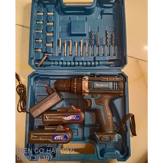 Máy khoan makita 36v có búa lõi đồng - 2 pin bắt vít, khoan sắt, khoan tường, khoan gỗ