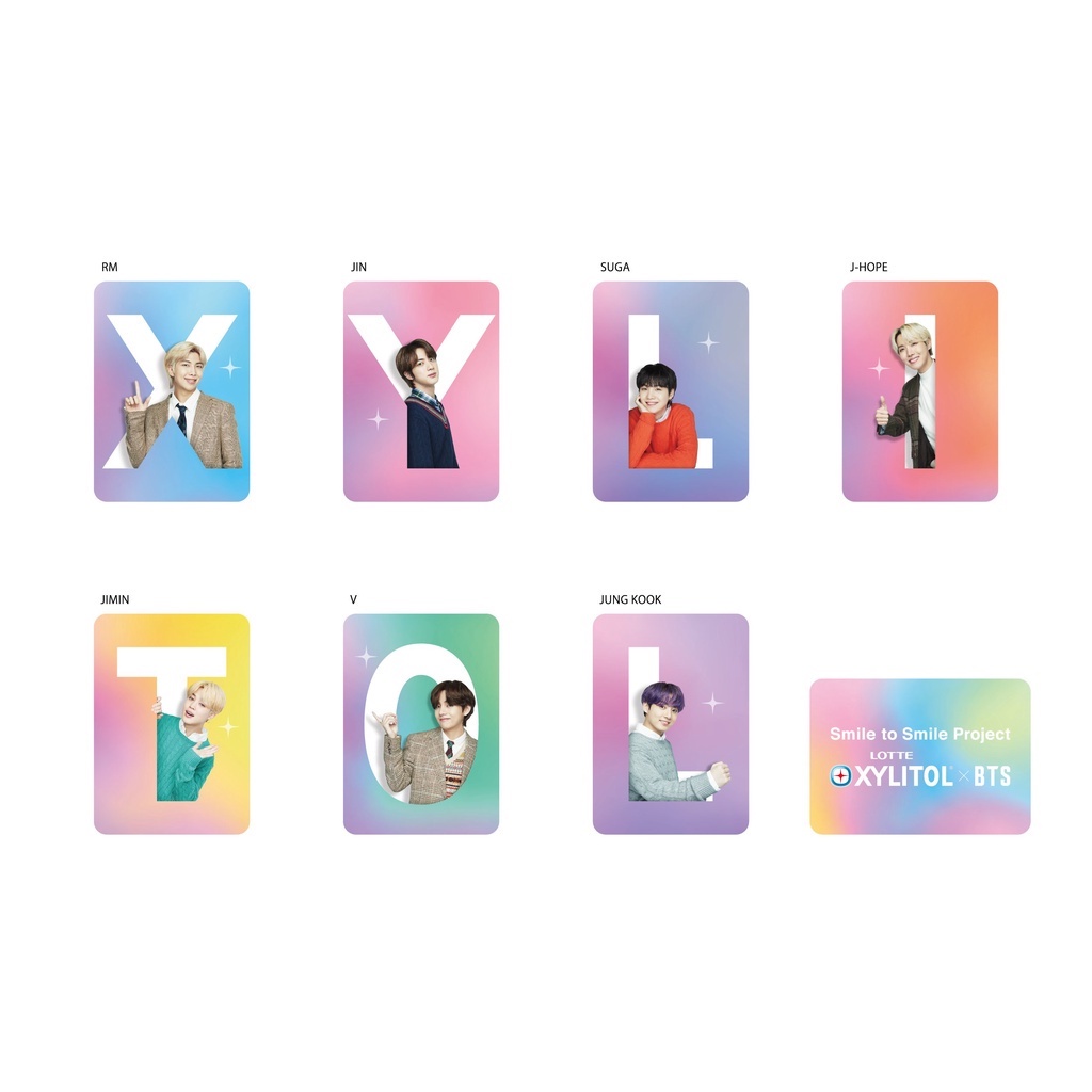 Postcard Lotte Xylitol x BTS (set 4 thẻ mix sẵn)