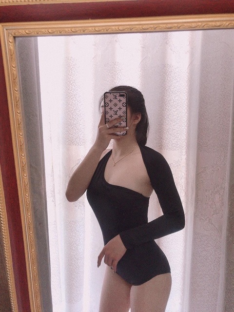 [ĐỒ BƠI TAY DÀI 2021] Bikini 1 mảnh tay dài 1 bên sexy (kèm hình thật)