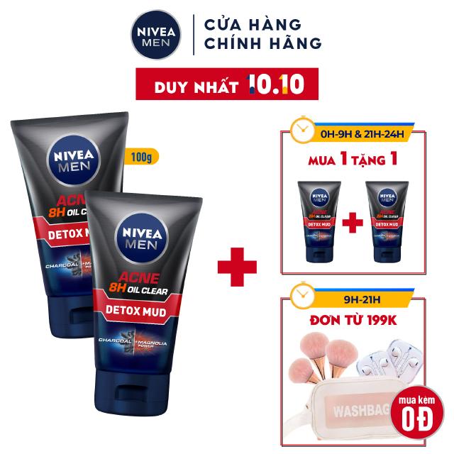 Bộ 2 tuýp sữa rửa mặt bùn khoáng Nivea Men kiểm soát nhờn ngừa mụn (100g/tuýp) – 83940