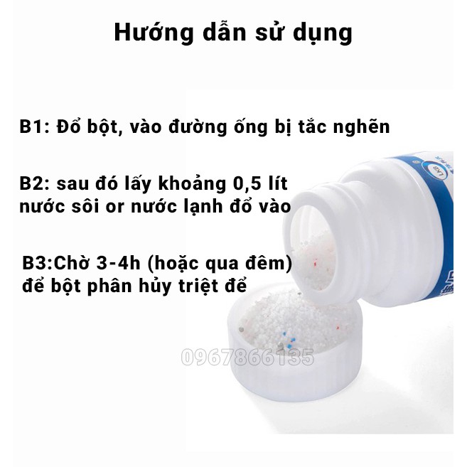 Bột thông tắc cống, đường ống bồn rửa bát, chậu rửa mặt thần thánh siêu mạnh