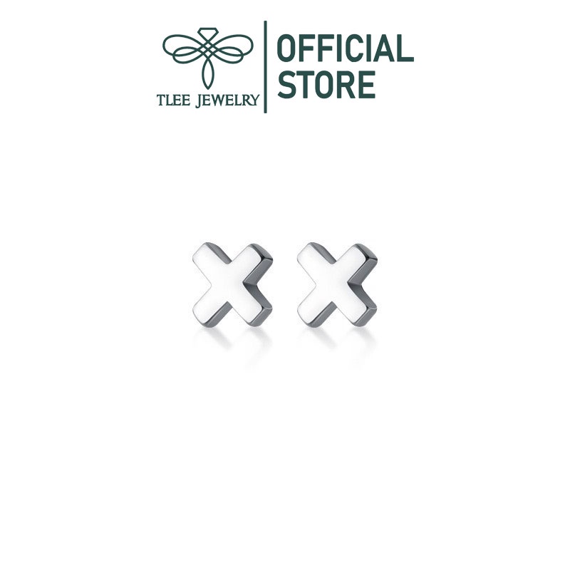 Bông tai bạc nữ TLEE chữ x mini basic TleeJewelry B0234