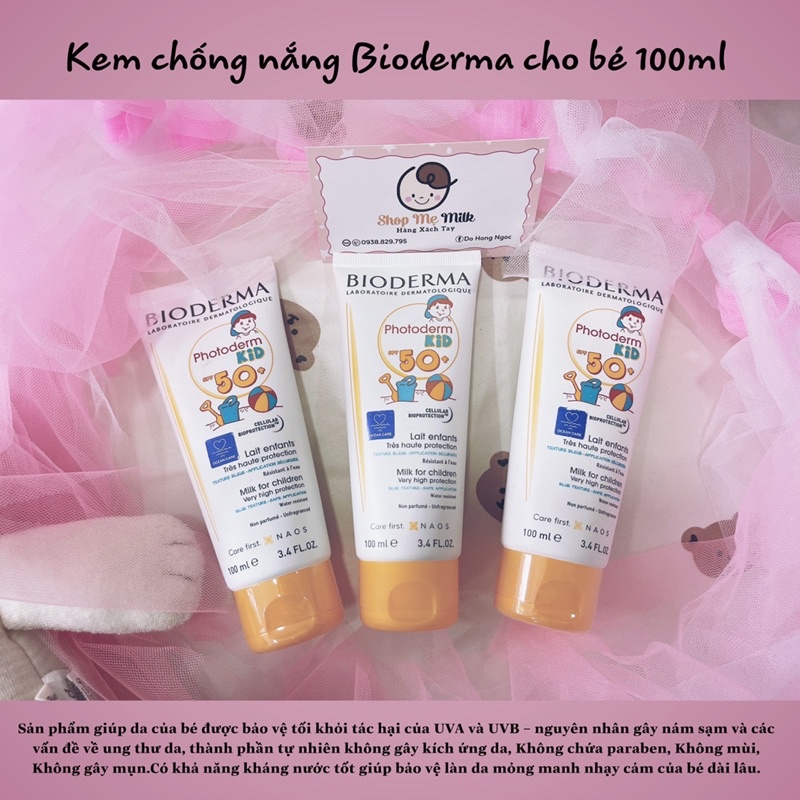Kem chống nắng cho bé Bioderma Photoderm Kids SPF 50+ cho da nhạy cảm chính hãng [Date 2024]