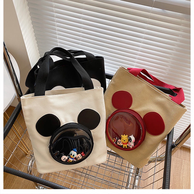 DISNEY Túi Xách Canvas Cỡ Lớn 2022 Họa Tiết Chuột Mickey Hoạt Hình