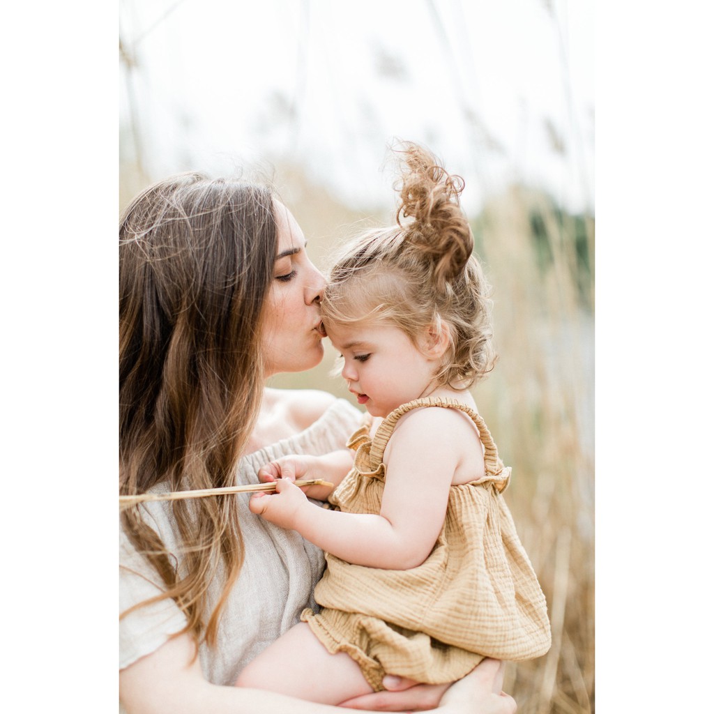 Bộ Muslin Zara vàng nâu, cưng xỉu cho bé gái