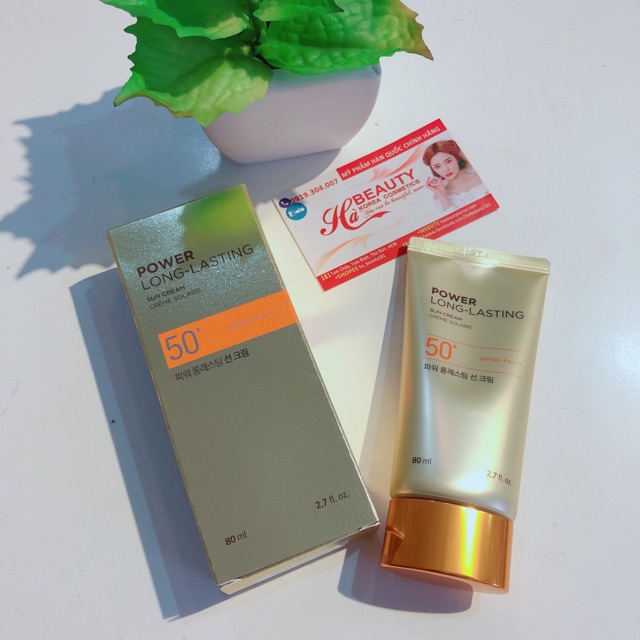 Kem chống nắng dưỡng da The Face Shop Hà Beauty trang điểm lâu trôi Natural Sun Eco Power Long Lasting SPF50+PA+++ 50ml | BigBuy360 - bigbuy360.vn