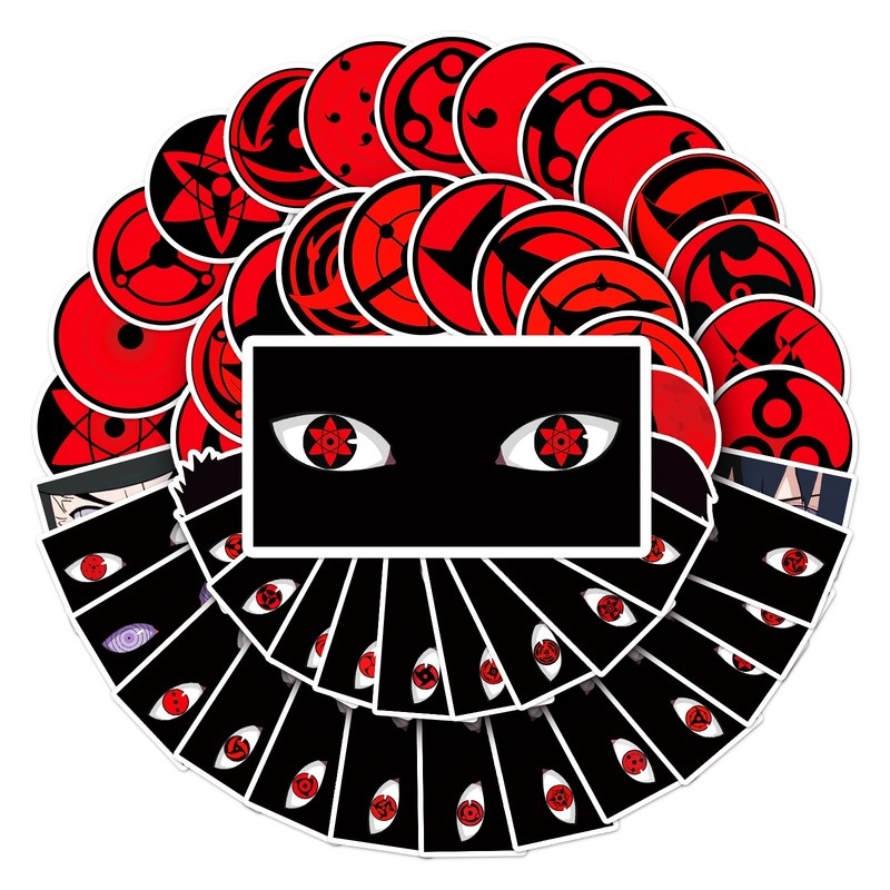 Z & M❀ Hình Dán NARUTO Sharingan ❀ Bộ 50 Miếng Dán Chống Thấm Nước Hình Anime Dễ Thương