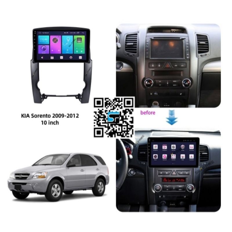 Mặt dưỡng lắp màn hình 10 INCH xe Kia Sorento 2009~2012 Kèm rắc nguồn