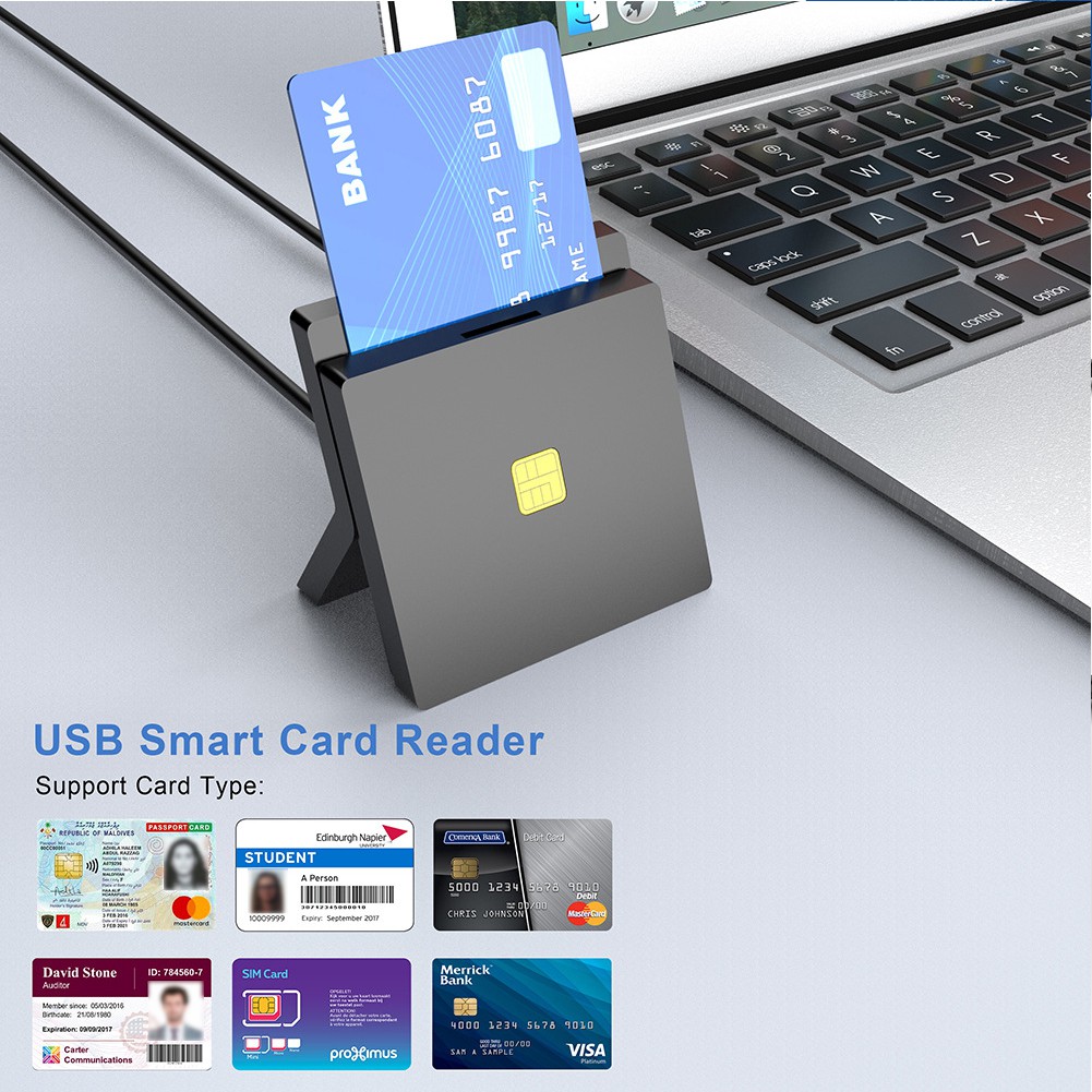 READY☆DO√Portable USB 2.0 Smart Card Reader CAC ID SIM Bank Card Adapter Connector