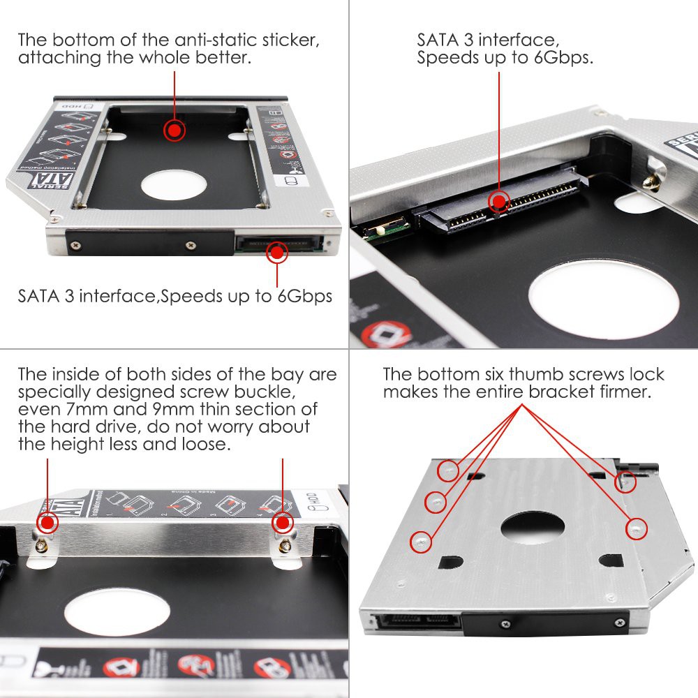 Hộp đựng ổ cứng Caddy bay Sata Aluminum (slim) | BigBuy360 - bigbuy360.vn