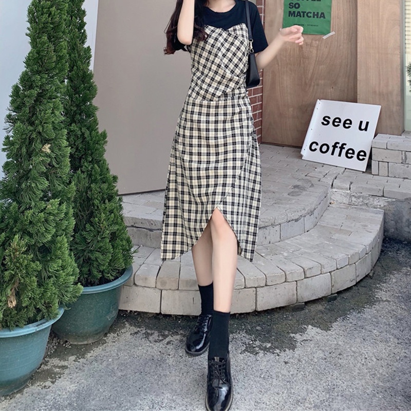 Đầm Midi Dáng Chữ A Tay Ngắn Họa Tiết Kẻ Sọc Màu Sắc Thời Trang Quyến Rũ Cho Nữ