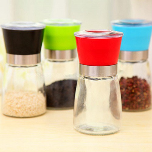 Cối ( Lọ ) xay tiêu thủy tinh cầm tay đa năng (giao màu ngẫu nhiên)