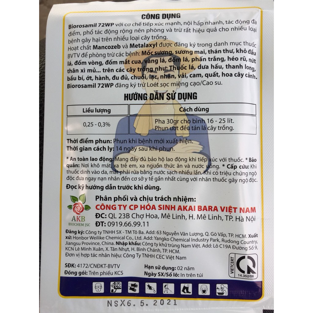 Chế phẩm xử lý bệnh Mancozeb metalaxyl phòng ngừa Đốm vàng lá, thán thư, sương mai, mốc sương