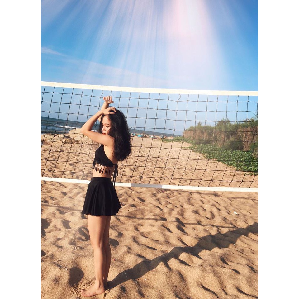 Bikini Áo tắm 2 mảnh tua rua đen váy xòe (Ảnh thật khách) | BigBuy360 - bigbuy360.vn