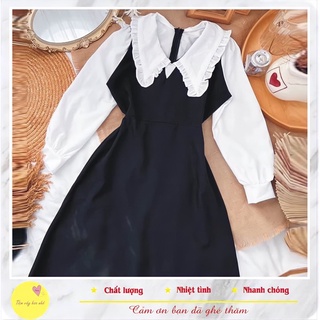 Đầm nữ dáng xoè thiết kế cổ sen tay dài