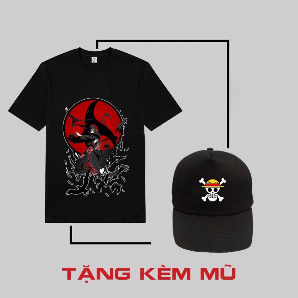 Áo One Piece Naruto  🎁 BST Áo thun in hình Luffy Sasuke NAruto Itachi + KT Uchiha HOT tặng kèm mũ 💘 | BigBuy360 - bigbuy360.vn