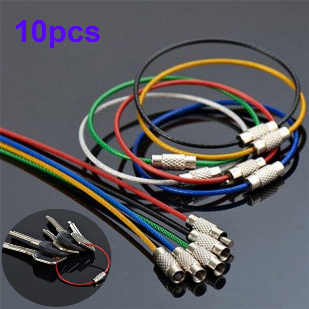 Set 10 Vòng Giữ Chìa Khóa Bằng Thép Không Gỉ Nhiều Màu Sắc Kèm Ốc Vít Tiện Dụng