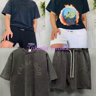 [Unisex]Cao cấp Combo quần áo Essential washed loang ( có bán lẻ )