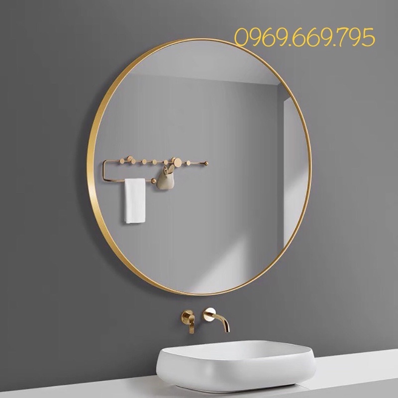 Gương nhà tắm khung thép💥𝗛𝗮̀𝗻𝗴 𝗖𝗼́ 𝗦𝗮̆̃𝗻💥, Gương treo tường tròn D50cm D60cm