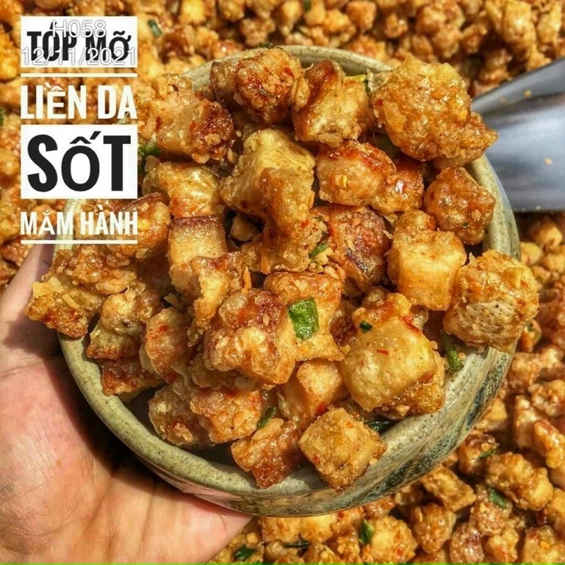 Tóp mỡ liền da rim nước mắm hành tỏi ớt
