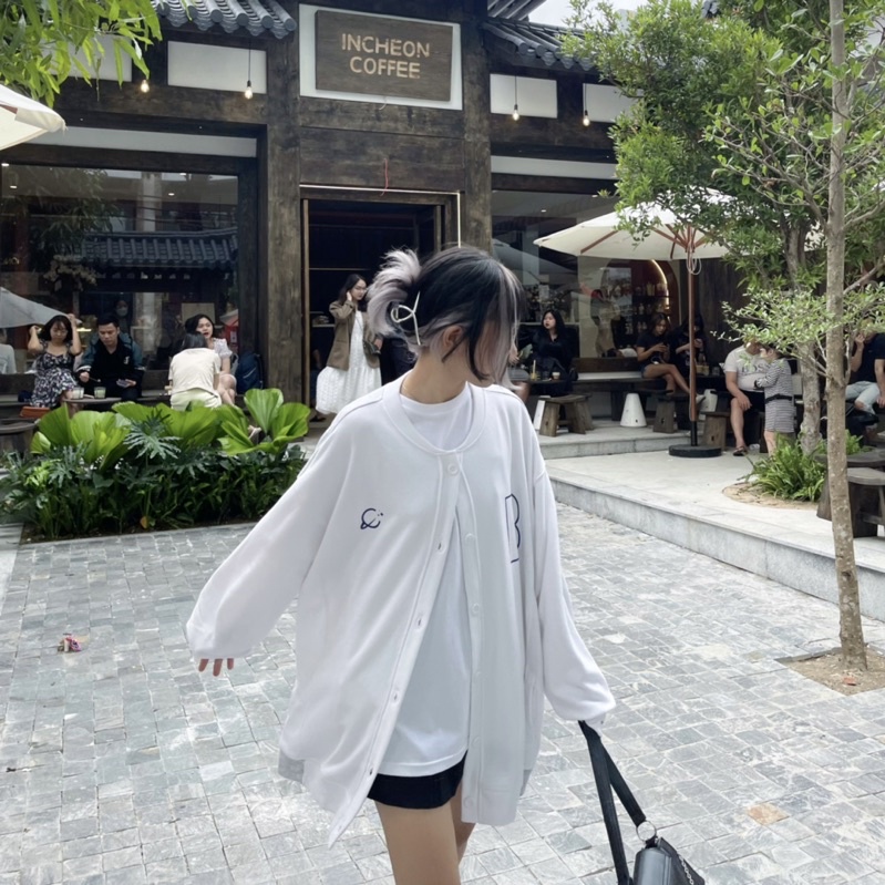 Áo khoác cardigan nữ Hologram trắng xám phong cách nữ sinh Châu Á, Hologram cardigan