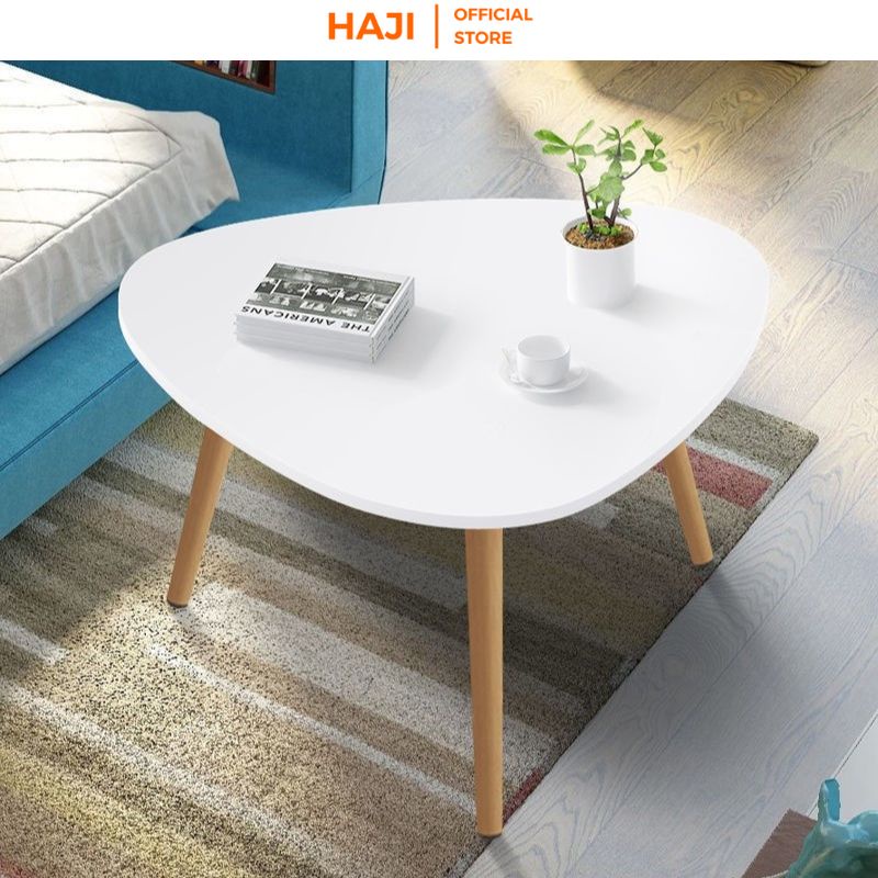 Bàn trà sofa hình oval bo góc dán chỉ cạnh tinh tế thương hiệu HAJI BO50