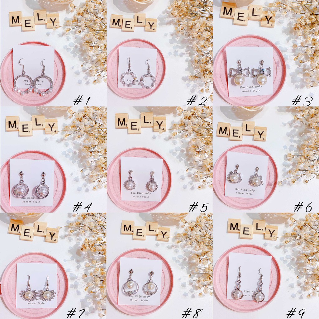 Bông tai ngọc trai nhân tạo nhiều kiểu dáng kích thước phong cách sang trọng dành cho nữ - MELY 655