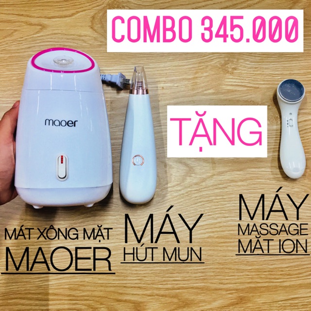 Mua máy xông mặt và máy hút mụn tặng máy massage mặt