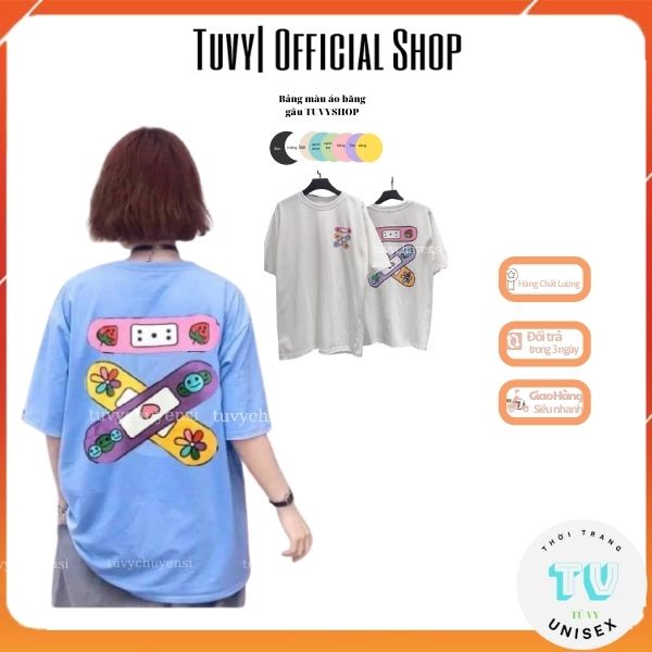 Áo thun nữ♥️FREESHIP♥️áo thun nữ băng gâu hình dán cứu thương urgo 3 màu hồng tím trắng