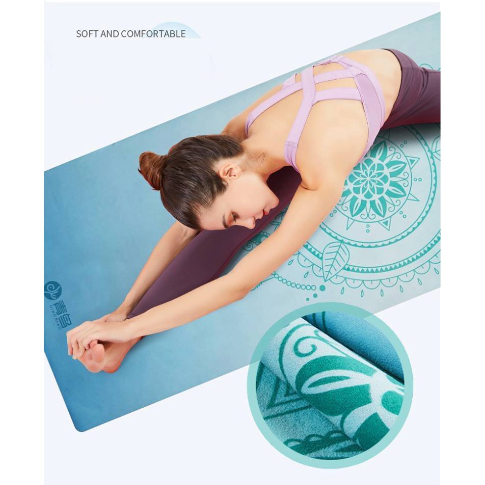 Thảm tập Yoga Du Lịch họa tiết 1mm chống trơn trượt 100% - Tặng kèm túi đựng thảm