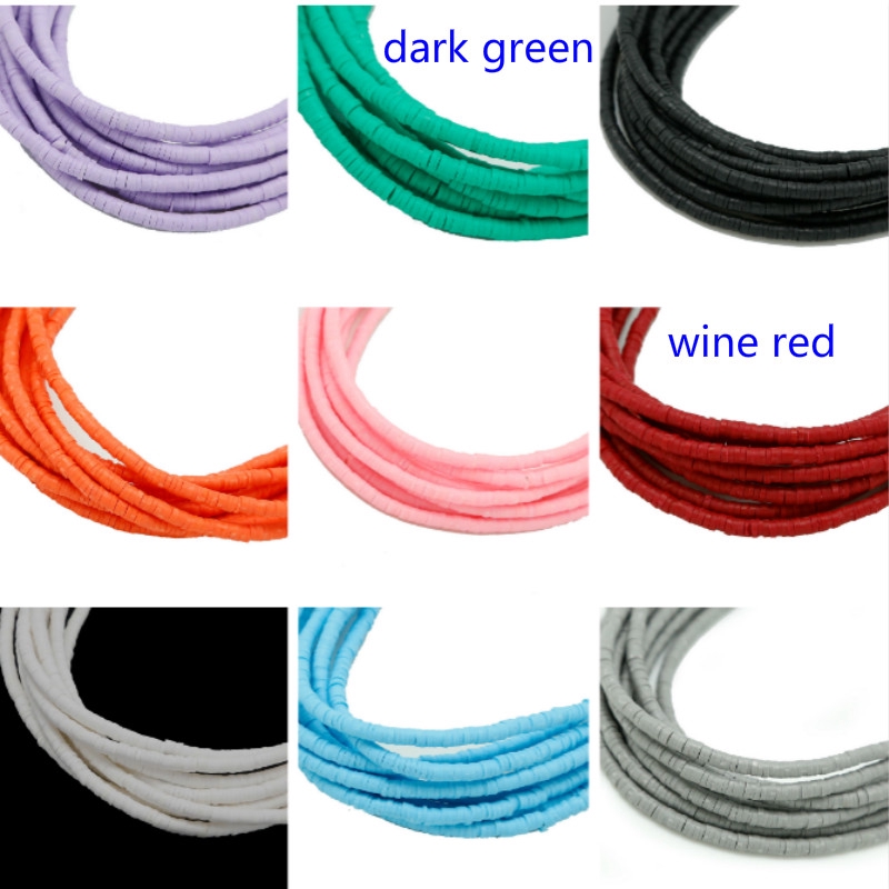 Round Soft Clay Flat Chain Loose Spacer Beads Bracelet Necklace DIY Jewelry Making