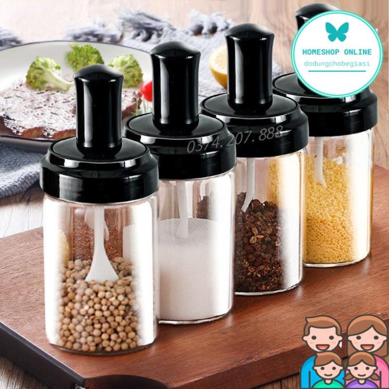 Hũ Đựng Gia Vị, Lọ Đựng Gia Vị Thủy Tinh Kèm Muỗng Tiện Lợi Gọn gàng Bán Giá Sỉ HOME SHOP ONLINE