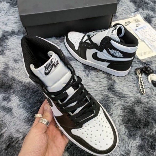 Giày  jordan Giày Thể Thao Jordan cao cổ Đen Trắng panda nam nữ, giày jordan Cổ Cao full box bill