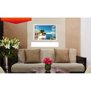 Decal dán tường Cửa sổ resort biển - DCS027