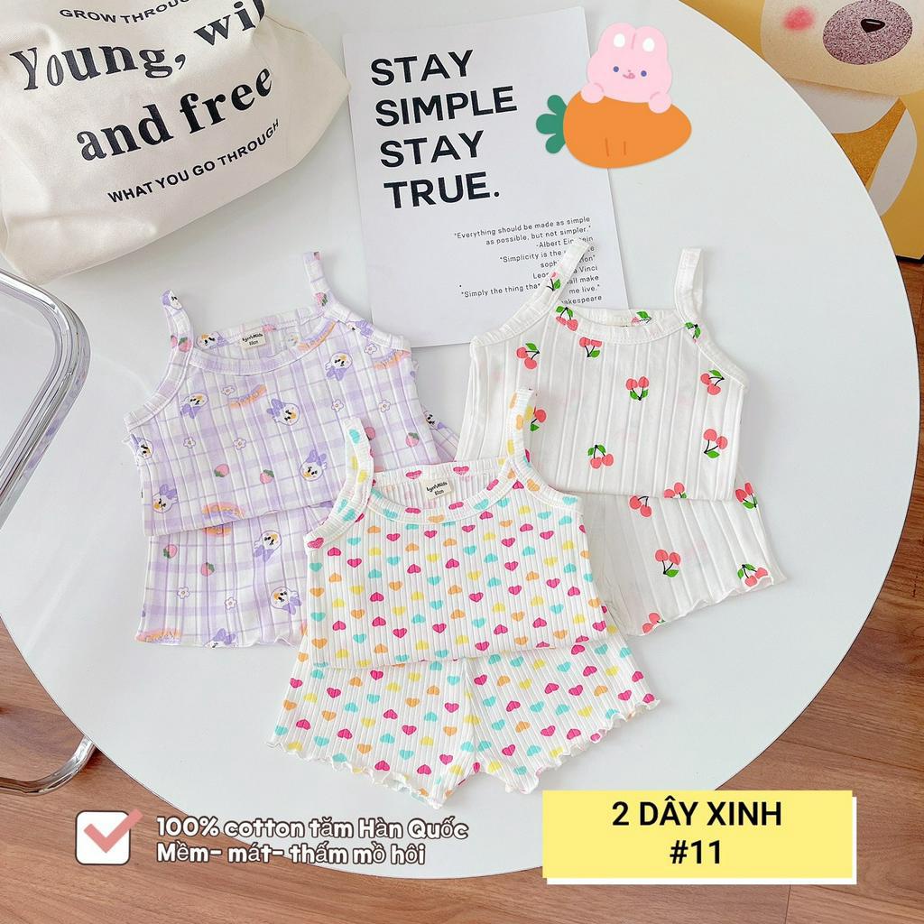 Set bộ 2 dây xuất dư, bộ bé gái, bộ mùa hè cho bé vải cotton tăm Hàn Quốc mềm mại Ammer