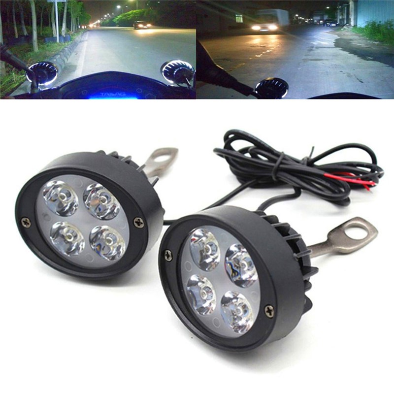 Set 2 Đèn Pha Sương Mù Gắn Gương Chiếu Hậu Xe Mô Tô