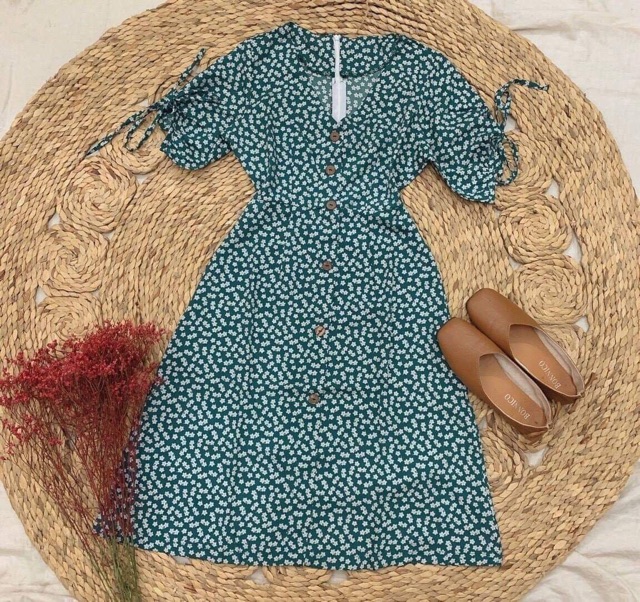 ĐẦM XANH HOA NHÍ CỔ V | BigBuy360 - bigbuy360.vn