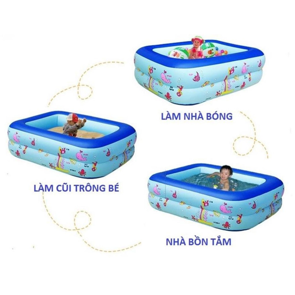 Bể bơi phao 2 tầng hình chữ nhật 1,2m TẶNG Bơm Điện 2 chiều