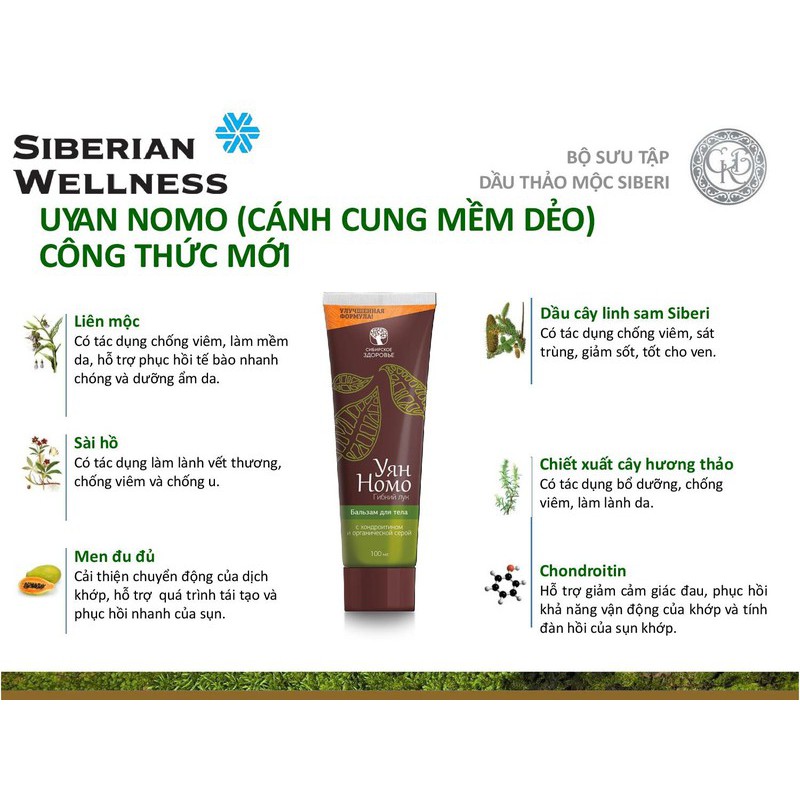 [Công ty] Kem Xoa giảm Đau Khớp Xương 402579 Uyan Nomo Siberian Wellness từ Thảo Dược