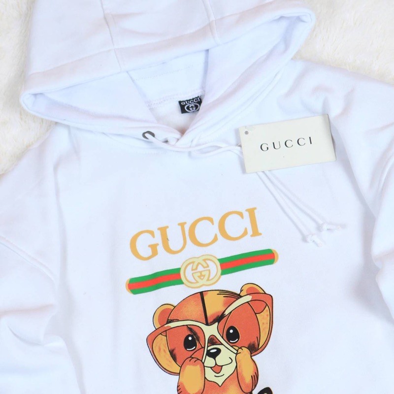 Áo Khoác Hoodie Gucci Màu Trắng / Đen Thời Trang Cho Nam