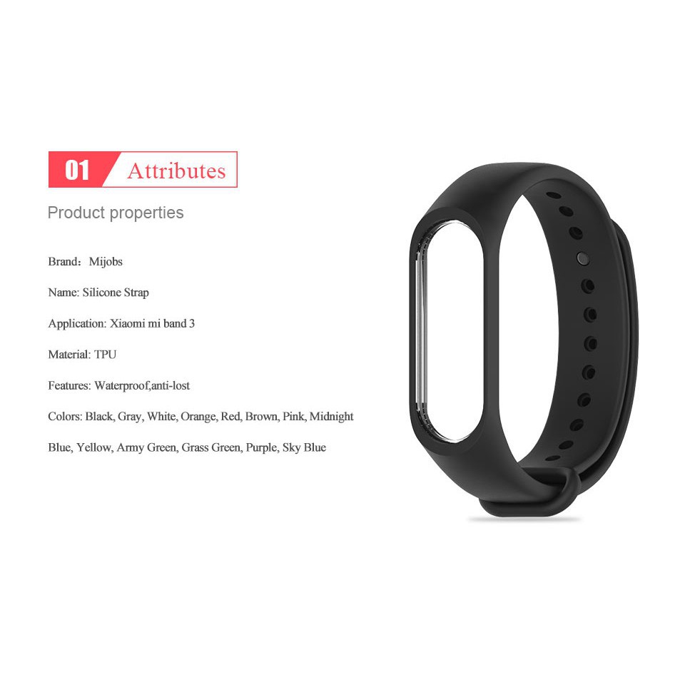 Dây đeo silicon 19 màu cho Xiaomi Mi Band 3 Miband 3 4