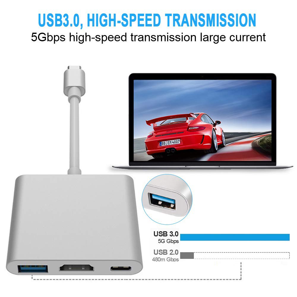Cáp Chuyển Đổi Type-C Sang USB 3.0 HDMI Adapter Cao Cấp