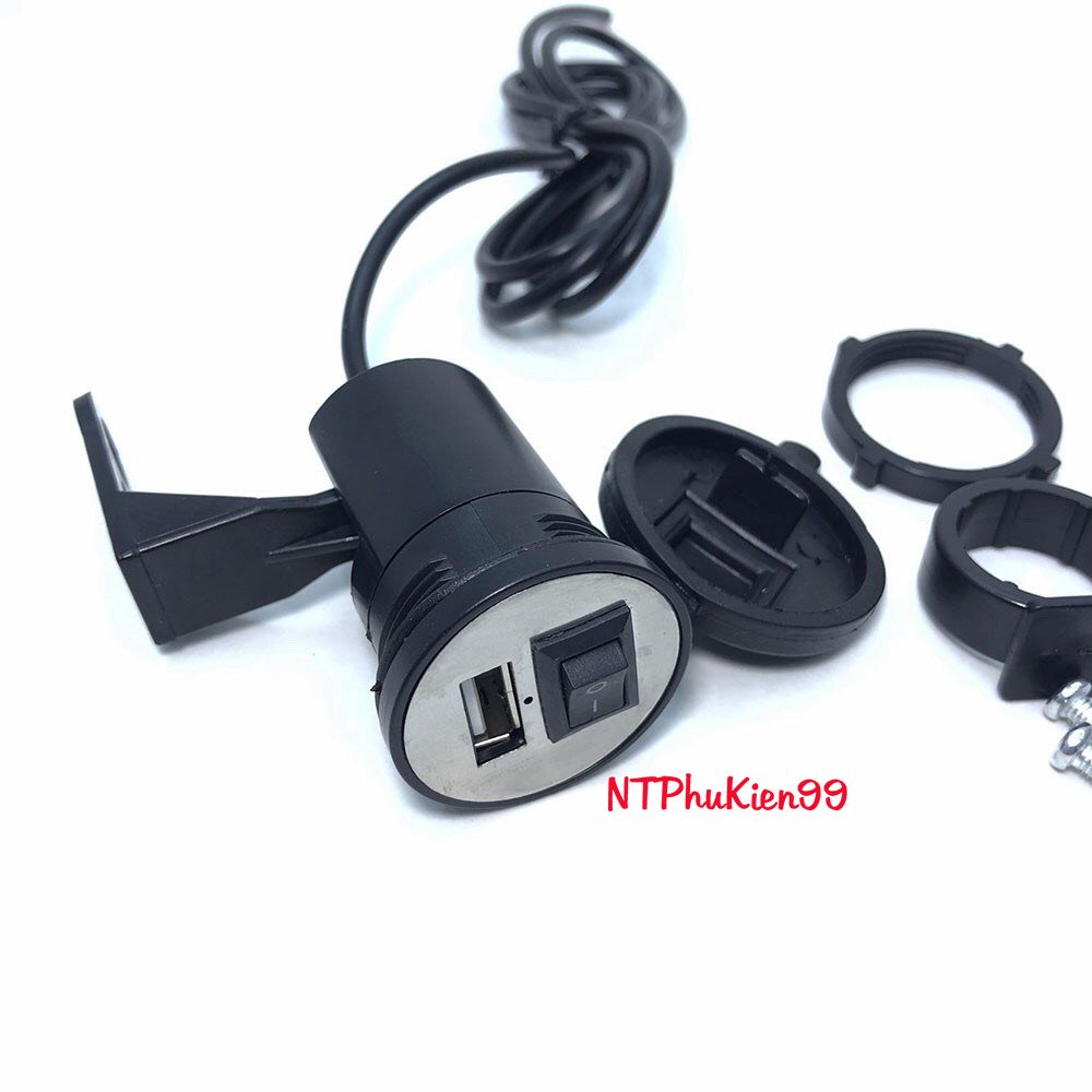 Củ sạc trên xe máy 12-24V cổng USB chống nước