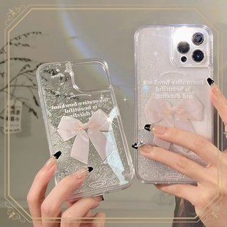 Ốp Điện Thoại Kim Tuyến Nước Họa Tiết Nơ Dành Cho iPhone 13 12 11 Pro Max X XR XS Max