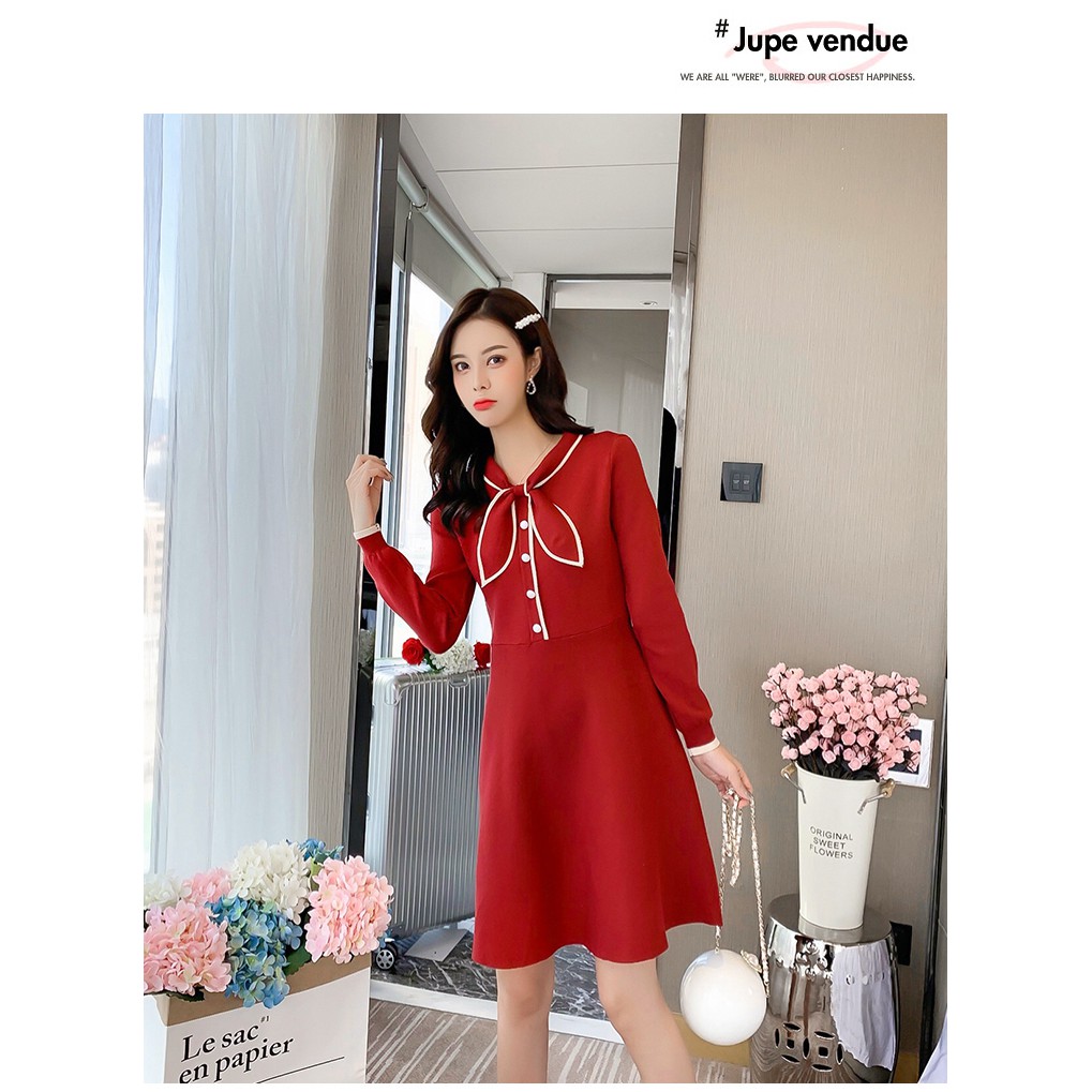 [ORDER] Váy len nơ cổ