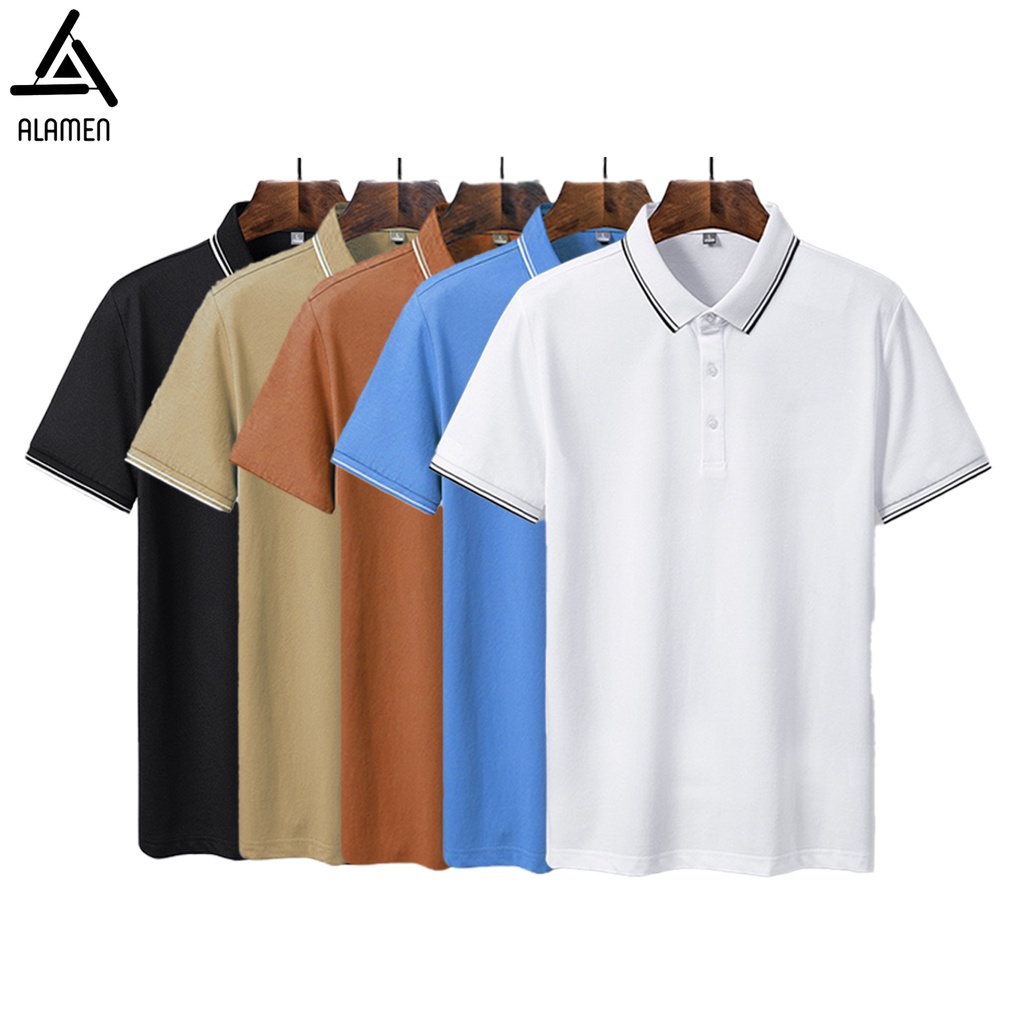 Áo polo nam ALAMEN cotton Compact siêu co giãn, chống nhăn | BigBuy360 - bigbuy360.vn