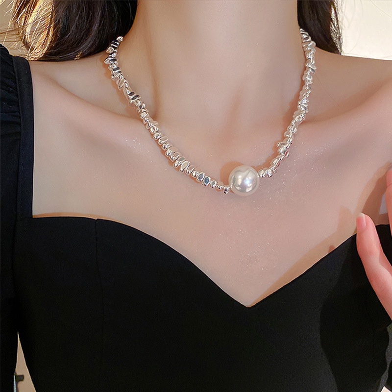 Vòng cổ Hợp Kim Kiểu Dáng Hình Học Đính Ngọc Trai Nhân Tạo Thời Trang