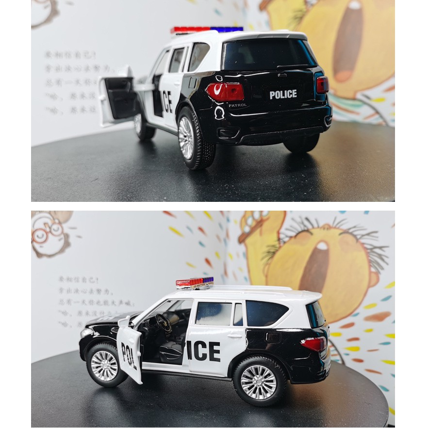 Xe cảnh sát bằng kim loại 1:36 xe đồ chơi trẻ em mở được 2 cửa xe